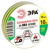 Изолента ПВХ 15ммх10м желто-зел. ЭРА C0036559