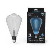 Лампа светодиодная филаментная Black Filament 6Вт ST164 тонированная 4100К нейтр. бел. E27 330лм GAUSS 157802205