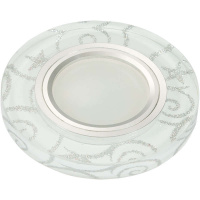 Светильник декоративный Luciole DLS-L202 GU5.3 CHROME/WHITE GU5.3 встраив. доп. светодиод. подсветка 3Вт без лампы основание метал. хром отделка стекло с серебр. на бел. фоне Fametto UL-00000377