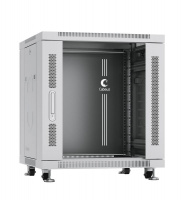 Шкаф монтажный телекоммуникационный напольный SH-05C-12U60/80 19дюйм для распред. и серверн. оборудования 12U 600х800х730мм передн. стеклян. и задн. сплошн. метал. двери ручка с замком сер. (RAL 7035) Cabeus 7646c