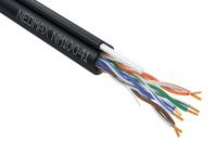 Кабель витая пара U/UTP кат.5e 4х2х24AWG solid CU (0.50мм) PE + ТРОС OUTDOOR черн. (уп.305м) NEOMAX NM10041