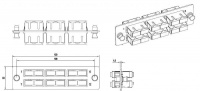 Панель FO-FPM-W120H32-6DSC-BL для FO-19BX с 6 SC (duplex) адаптерами 12 волокон одномод. 120х32мм адаптеры а син. (blue) Hyperline 54246
