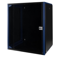 Шкаф настенный 19дюйм 15U 600х450 дв. стекл. черн. Datarex DR-600311