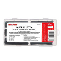 Набор трубок термоусадочных № 1 ТУТнг черн. 305шт Rexant 29-0131