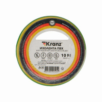 Изолента ПВХ 0.13х15мм 10м желт./зел. (уп.10шт) Kranz KR-09-2007