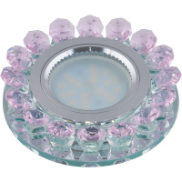 Светильник декоративный Luciole DLS-L102 GU5.3 CHROME/PINK GU5.3 встраив. доп. светодиод. подсветка 3Вт без лампы основание метал. хром отделка стекло роз. Fametto 10000