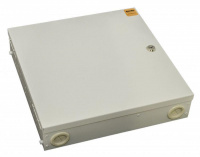 Бокс оптический FO-WBX-4хSLT-W140H42-32UN-GY универс. настенный от 8 до 32 портов (SC duplex LC ST FC) (со спайс. пласт. без пигтейлов. и прох. адапт.) сер. Hyperline 250442