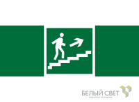 Знак безопасности NPU-3413.E15"Напр. к эвакуац. выходу по лестн. вверх (прав.)" Белый свет a16526