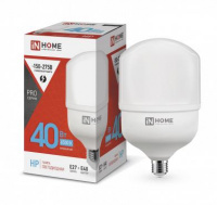 Лампа светодиодная высокомощная LED-HP-PRO 40Вт цилиндр 6500К холод. бел. E27 3800лм 230В с адаптером E40 IN HOME 4690612031101