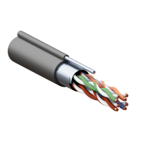 Кабель витая пара F/UTP кат.5e 4 пары solid 24AWG с тросом сталь 7x0.4мм LDPE черн. (уп.305м) TeraLINK PRO EKF TRP-5EFTP-04PE-BK-OTW3