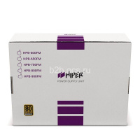 Блок питания HPB-800FM PSU HPB-800FM (ATX 2.31 800Вт ActivePFC 140мм fan Full-modular Black) 80+ BOX HIPER 1000556656