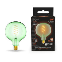 Лампа светодиодная филаментная Black Filament 5Вт G125 шар 1800К тепл. бел. E27 190лм GAUSS 1012802105