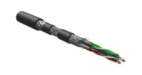 Кабель для сетей Industrial Ethernet кат. 6 4х2х23 AWG многопров. жилы (patch) S/FTP бронир. SHF1/SHF2 ISFTP4-C6-P23/7-ARM/W-SHF1/SHF2-BK Ч (уп.500м) Hyperline 444081