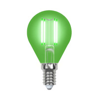 Лампа светодиодная LED-G45-5W/GREEN/E14 GLA02GR форма "шар" Air color зел. упак. картон Uniel UL-00002987