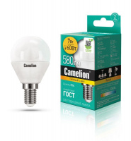 Лампа светодиодная LED7-G45/830/E14 7Вт шар 3000К тепл. бел. E14 530лм 220-240В Camelion 12069