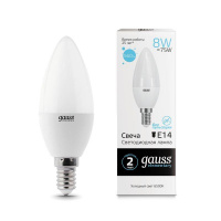 Лампа светодиодная Elementary 8Вт свеча 6500К холод. бел. E14 560лм GAUSS 33138