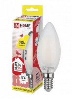 Лампа светодиодная LED-СВЕЧА-deco 5Вт свеча матовая 3000К тепл. бел. E14 450лм 230В IN HOME 4690612006826