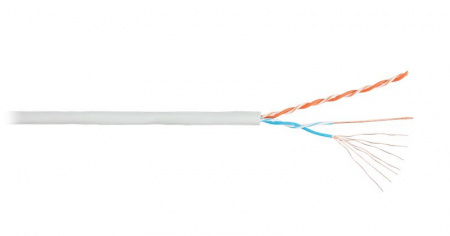 Кабель U/UTP 2 пары кат.5 (Класс D) 100МГц мж BC (чистая медь) 24AWG (7х0.192мм) внутр. LSZH нг(А)-HFLTx свет.-сер. (уп.305м) NIKOLAN NKL 2010C-GY