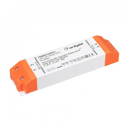 Блок питания ARV-SP-24060-PFC (24В 2.5А 60Вт) (IP20 пластик) Arlight 039243