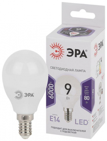 Лампа светодиодная P45-9W-860-E14 шар 720лм ЭРА Б0031411