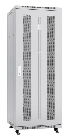 Шкаф монтажный телекоммуникационный напольный ND-05C-32U60/60 19дюйм для распред. и серверн. оборудования 32U 600х600х1610мм передн. и задн. перфорир. двери ручка с замком сер. (RAL 7035) Cabeus 7710c