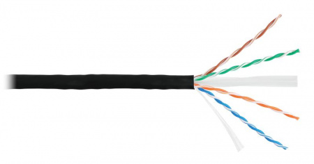 Кабель U/UTP 4 пары кат.6 класс E тест по ISO/IEC 250МГц ож BC (чистая медь) 23AWG (0.55мм) внутр./внеш. LSZH -40С нг(А)-HFLTx черн. (уп.305м) NIKOLAN NKL 4140C-BK