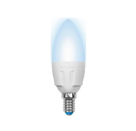 Лампа светодиодная LED-C37 7W/NW/E14 /FR PLP01WH Яркая 7Вт свеча матовая 4000К нейтр. бел. E14 (упак. картон) Uniel UL-00002411