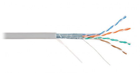 Кабель F/UTP 4 пары кат.5e (Класс D) тест по ISO/IEC 100МГц ож BC (чистая медь) 24AWG (0.49мм) внутр. PVC нг(А) гарантия: 1 год (уп.305м) NIKOLAN NKL 2200A-GY
