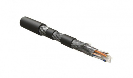 Кабель для сетей Industrial Ethernet кат. 6 4х2х23 AWG однопров. жилы (solid) F/UTP бронир. LSZH/NY IFUTP4-C6-S23/1-ARM/W-LSZH/NY-BK Ч (уп.500м) Hyperline 444050