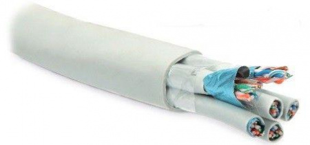 Кабель FUTP24W-C5-S24-IN-LSZH-GY (FTP24W-C5-SOLID-IN-LSZH) витая пара F/UTP; кат.5; 24 пары; экран. (4пары (24 AWG)х6) ож (solid) кажд. 4х парник: экран-фольга и LSZH обол. LSZH нг(А)-HF (-20град.C - +60град.C) сер. Hyperline 46323