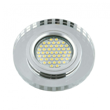 Светильник декоративный Luciole DLS-L127 GU5.3 CHROME/GLASSY GU5.3 встраив. доп. светодиод. подсветка 3Вт без лампы основание метал. хром отделка стекло зеркальн. Fametto UL-00001413