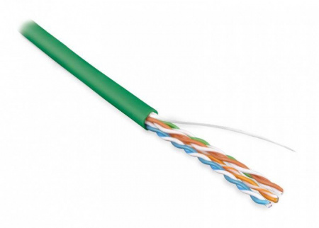 Кабель UUTP4-C5E-S24-IN-PVC-GN-305 витая пара U/UTP кат. 5e 4 пары (24 AWG) ож (solid) PVC (-20град.C - +75град.C) зел. (уп.305м) Hyperline 42013