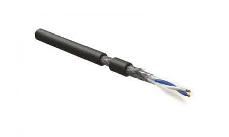 Кабель интерфейса RS-485 экранир. SF/UTP 1 пара 24 AWG 1х2х0.61ммм многопров. жилы (patch) 7х0.20мм PVC -40град.C-+80град.C RS-SF-1х2х22/7-PVC-BK Ч (уп.500м) Hyperline 444097