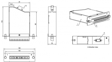 Кассета волоконно-оптическая FO-CSS-W120H32-9-1MTPM-12LC-BL MTP (папа) 120х32мм 12LC адаптеров (син.) 12 волокон OS2 10Gig Hyperline 48098