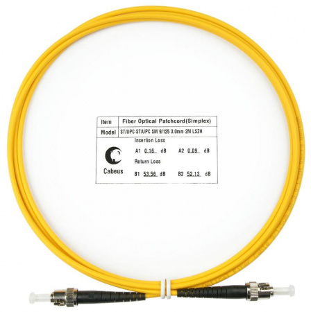 Шнур оптический FOP(s)-9-ST-ST-2m simplex ST-ST 9/125 sm 2м LSZH Cabeus 7557c