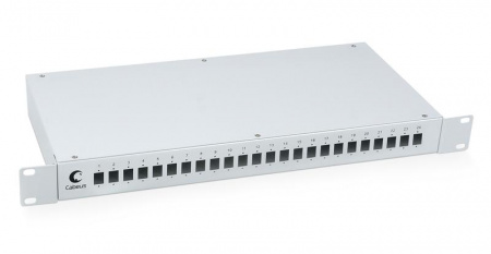 Кросс бокс оптический FO-19-24SC 19дюйм на 24 SC LC duplex со сплайс-кассетой и КДЗС без пигтейлов и проходных адаптеров Cabeus 7037c