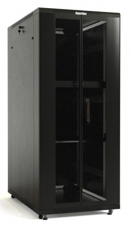 Шкаф напольный TTB-2766-DD-RAL9004 19дюйм 27U 1388х600х600мм перед. и задн. распаш. перф. (75%) ручка с замком; крыша нов. типа черн. (RAL 9004) разобранный Hyperline 398706
