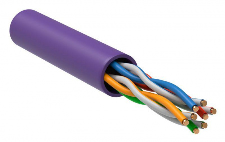 Кабель связи витая пара U/UTP кат.5е 4х2х24AWG solid LSZH фиолет. (уп.305м) ITK LC1-C5E04-126