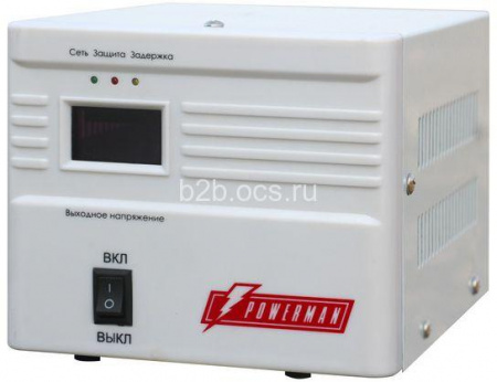 Стабилизатор AVS 1000A ступенчатый регулятор 1000В.А/550Вт 160-260В макс. входной ток 7А 1 евророзетка IP-20 напольный 190ммх150ммх130мм 2.87кг POWERMAN 1000446360