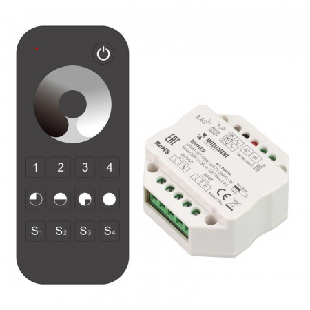 Диммер SMART-SET-TRIAC-601-72-DIM-PD-IN Black (230В 1х1.5А x4 ПДУ 10кн 2.4G) (IP20 пластик) INTELLIGENT ARLIGHT 036199
