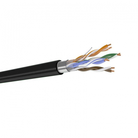 Кабель витая пара кат.5E 4 пары F/UTP PE жила 0.52 черн внеш. (уп.305м) Datarex DR-140103