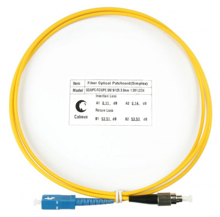 Шнур оптический FOP(s)-9-SC-FC-1.5m simplex SC-FC 9/125 sm 1.5м LSZH Cabeus 7538c