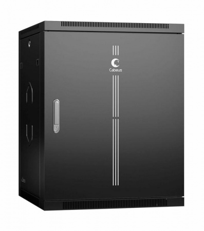 Шкаф телекоммуникационный настенный SH-05F-15U60/45m-R-BK 19дюйм 15U 600х450х769мм разобран. дверь метал. RAL 9004 черн. Cabeus 10772c