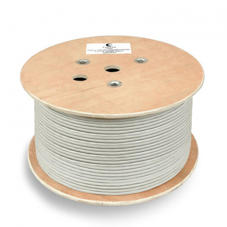 Кабель витая пара SF/UTP кат.5e 4х2х24AWG solid PVC нг(А)-LS SFTP-4P-Cat.5e-SOLID-GY сер. (уп.305м) Cabeus 7174c
