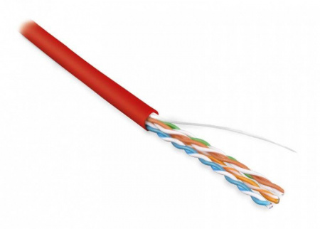 Кабель UUTP4-C5E-S24-IN-PVC-RD-305 витая пара U/UTP кат. 5е 4 пары (24 AWG) ож (solid) PVC (-20град.C - +75град.C) красн. (уп.305м) Hyperline 42012
