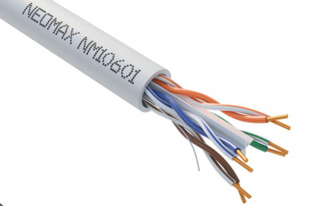 Кабель витая пара U/UTP кат.6 4х2х23AWG solid CU (0.57мм) PVC сер. (уп.305м) NEOMAX NM10601