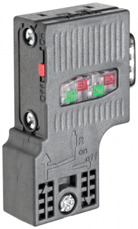 Соединитель шинный SIMATIC DP для подключ. к сетям PROFIBUS до 12мБит/с отвод кабеля 90град. 15.8х59х35.6мм PCD технология FAST CONNECT без разъема для подключ. программатора (уп.100шт) Siemens 6ES79720BA520XB0
