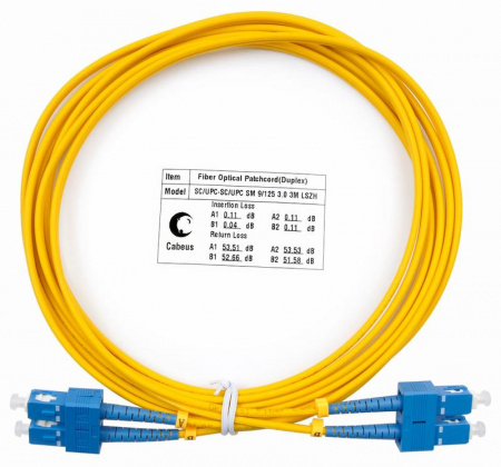 Шнур оптический FOP(d)-9-SC-SC-3m duplex SC-SC 9/125 sm 3м LSZH Cabeus 7366c