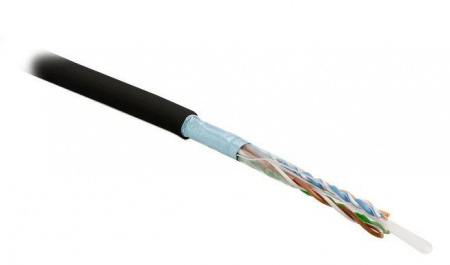 Кабель витая пара экранир. F/UTP кат. 5e 4 пары (24 AWG) ож (solid) экран-фольга PVC -20град.C-+75град.C гарантия: 15 лет компонентная 25 лет системна FUTP4-C5E-S24-IN-PVC-BK-305 Ч (уп.305м) Hyperline 444620