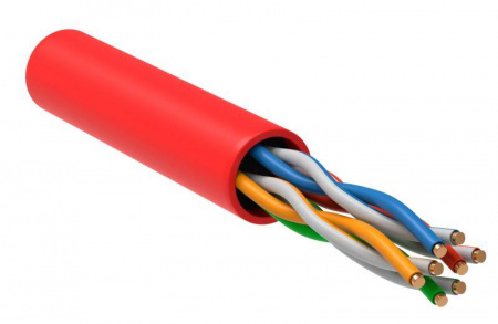Кабель связи витая пара U/UTP кат.5е 4х2х24AWG solid LSZH красн. (уп.305м) ITK LC1-C5E04-124